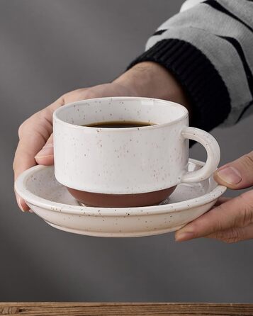 Набір чашок для еспресо HOME DECOR - 6 чашок з підставкою, 140 мл, кераміка, з реактивною глазур'ю, для еспресо, капучино, лате