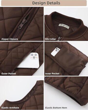 Жіноча степкова жилетка Fuinoth з рифленим коміром, утеплена, шоколадного кольору (XS)