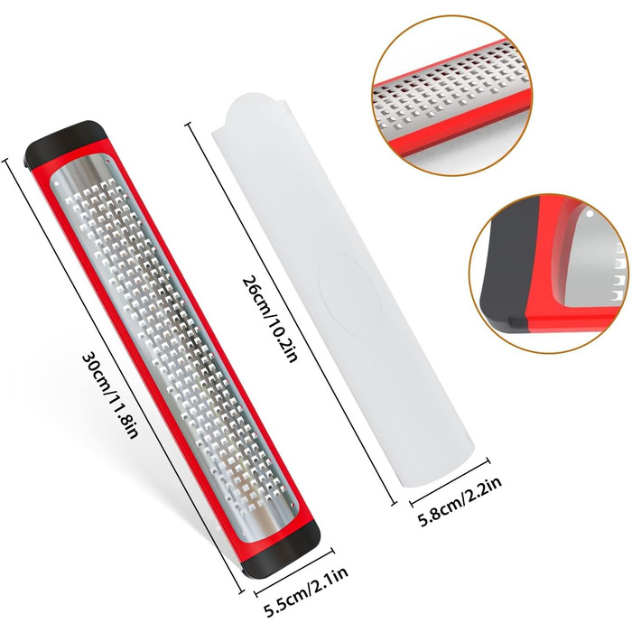 Empava Grater, Cheese Grater, Parmesan Grater, Kitchen Grater, Nutmeg Grater, Kitchen Reamer, Garlic Grater, Stainless Steel Grater, Lemon Zester, Ginger Grater, Nutmeg Grater, Stainless Steel Reamer, Parmesan Slicer - Red