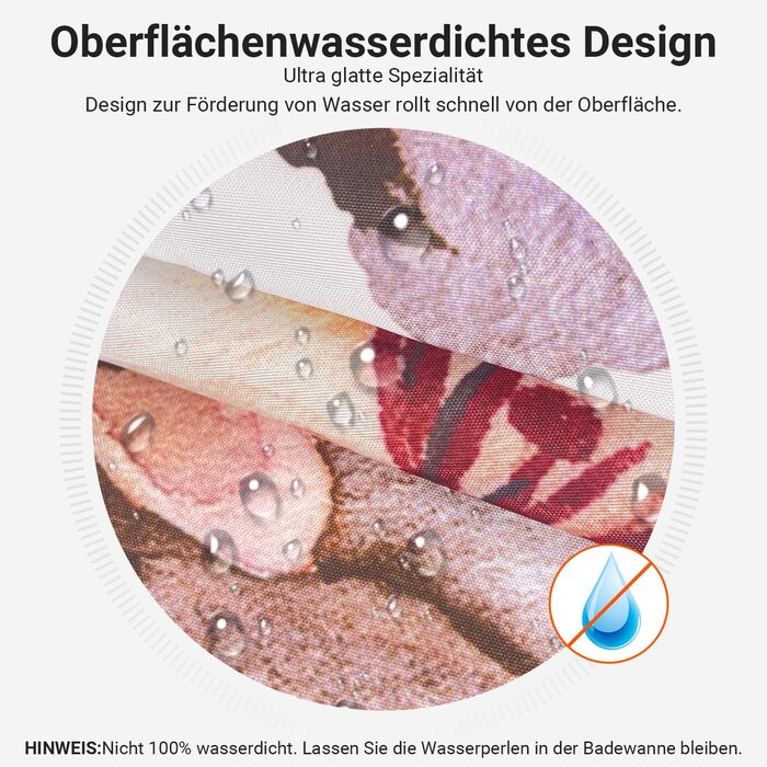 Штора для душу 240x200 см коричнева з квітами, антигрибкова, водовідштовхувальна, поліестер, з кільцями для ванної кімнати