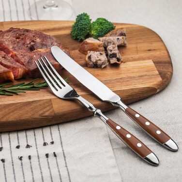 Alata 6-Piece Cutlery Set - Rustic Tableware Set Made of Stainless Steel with Brown Handles - Forged and Heavy - 30-Piece - Berlin Brown Series 30-Piece