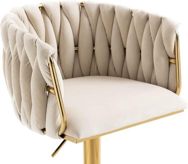 SUPPNEED Velvet Bar Stools 2-Pack - Adjustable Swivel Barstools with Backrest for Kitchen & Home Bar (Ivory)