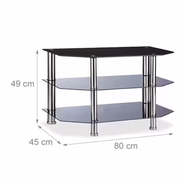 Relaxdays TV Table Black Glass