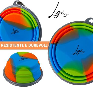 Набір мисок для собак Ligo EBBY (2 шт.) - дорожні, складні, 650 мл, темно-сірий