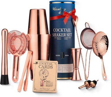 Набір для приготування коктейлів Mixology & Craft Cocktail Shaker Set, 11 предметів, для дому, аксесуари для бару, мідь