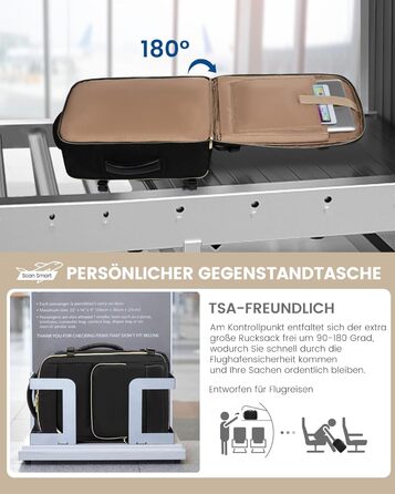 LOVEVOOK Рюкзак ручної поклажі, 40L, для подорожей та бізнесу, чорний