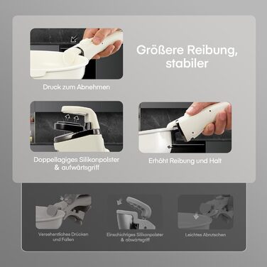 Набір посуду Fohere 16 предметів з керамічним антипригарним покриттям та знімними ручками, для індукційних плит, з кришками