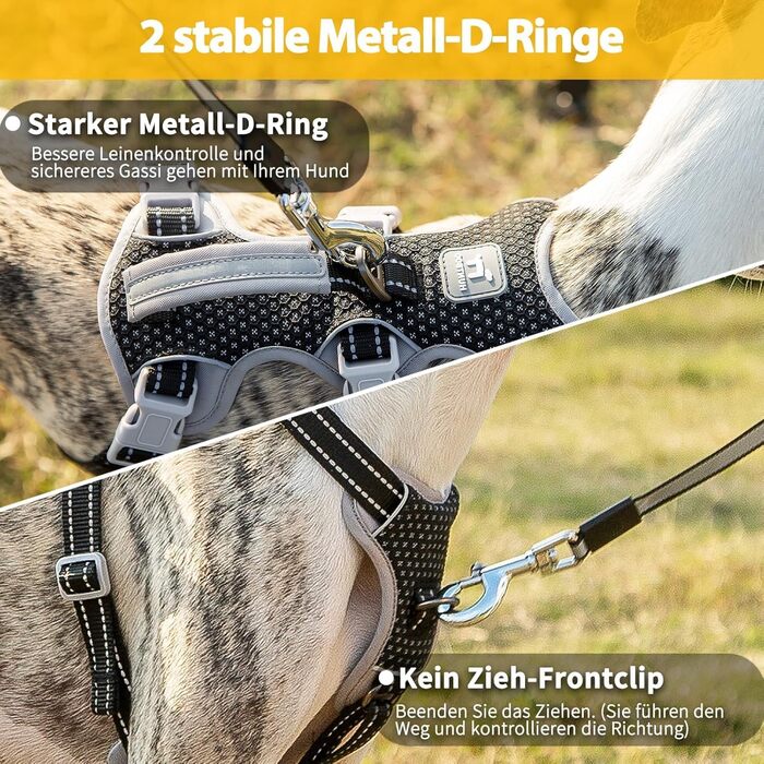 Шлейка безпеки для собак Huntboo, анти-пробіжна, світловідбиваюча з м'якою ручкою, регульована жилетка для маленьких собак, для прогулянок та тренувань (S), чорна, X-Small (упаковка з 1)