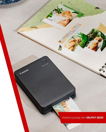 Canon Selphy QX20: Портативний принтер для фотографій з Wi-Fi, термосублімаційний друк, USB-C зарядка, сірий (без чорнил/паперу)