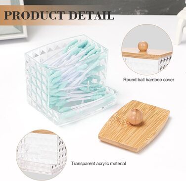 Набір для зберігання ватних дисків та паличок з бамбуковим кришками (3 шт.)