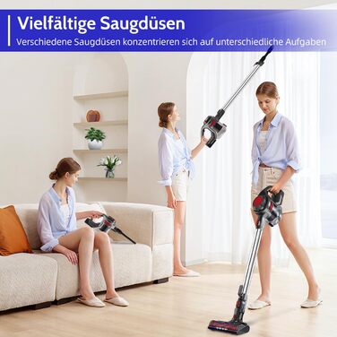 Бездротовий пилосос Authmic 40000Pa з акумулятором, час роботи до 50 хв, об'єм контейнера 1.6 л, HEPA фільтр x4, для килимів, твердих підлог та шерсті тварин