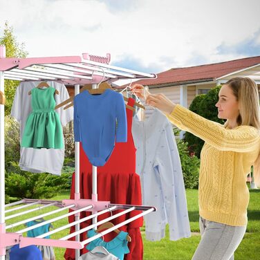 Клатковий сушильник для білизни InnoTic з 4 ярусами та колесами - великий, для дому та вулиці (білий/сірий)