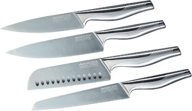 Nirosta Swing Knife Set, Various knives with a functional part made of high-quality stainless steel, premium knives with a non-slip handle, high-quality knives for every occasion (Color: Silver), Quantity: 1x 4-piece set