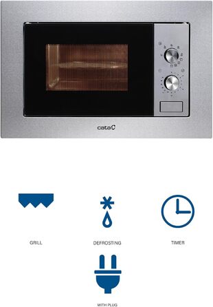 Мікрохвильова піч CATA MC 20 IX Inox: 20л, нержавіюча сталь, гриль 1000W, самостійне розморожування, таймер, ширина 60 см