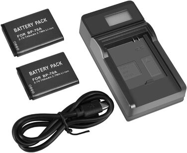 Акумулятор та зарядний пристрій CITYORK EA-BP70A сумісні з Samsung BP-70A ES73 ES74 PL80 PL100 (2 шт.)