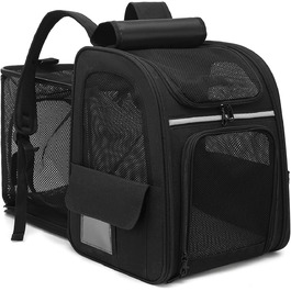 Рюкзак для кота та собаки Dogat, чорний: зручний, дихаючий, розкладний, з сіткою