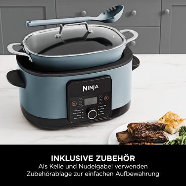 Ninja Foodi PossibleCooker 8 л: мультиварка 8-в-1, мультикочер, сковорода, пароварка, для 8 порцій, сірий колір, MC1001EU