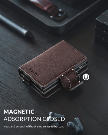 Чохл для карток VULKIT: шкіряний гаманець для чоловіків з RFID захистом (колір коричневий)