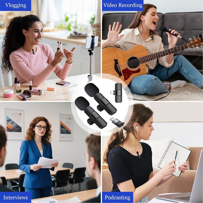 Бездротові петличні мікрофони Veloray 2 шт. для Android, USB-C, для смартфона, подкастів, соціальних мереж