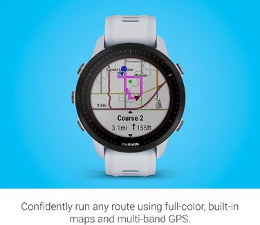 Garmin Forerunner 955 - GPS-годинник для триатлонів, бігу, з сонячною батареєю, білий