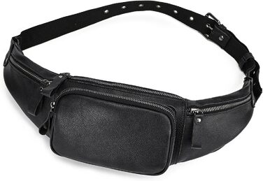 Чоловіча сумка на пояс з натуральної шкіри LUUFAN, чорна (1030)