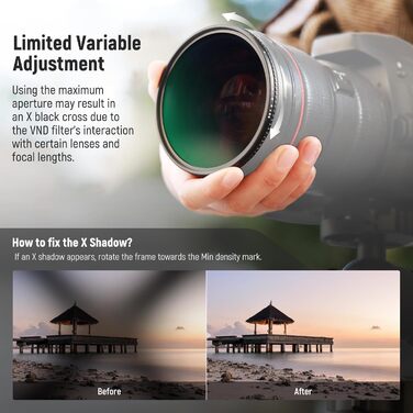 NEEWER Фільтр ND Variabler 67mm ND2-ND400, Графільтр з HD склом, Алюмінієва рамка