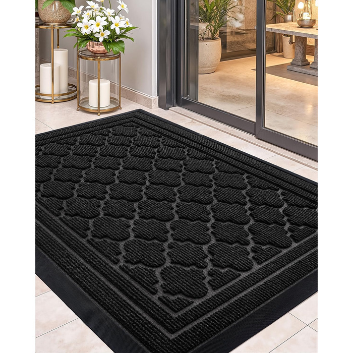 Килимок для дому та вулиці Color G, 43.5 x 75 см, чорний, неслизький, миється, для входу, балкону, тераси