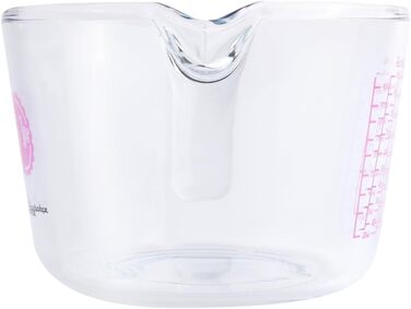 Measuring cup made of borosilicate glass in milliliters and grams, cold and heat resistant (microwave safe), with non-slip and ergonomic handle (1 liter) Transparent