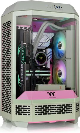Thermaltake The Tower 300 Bumblebee: Корпус ПК Micro-ATX/mini-ITX з вертикальним дизайном, 3 скляні панелі, 2 вентилятори 140мм, підтримка радіатора 420мм