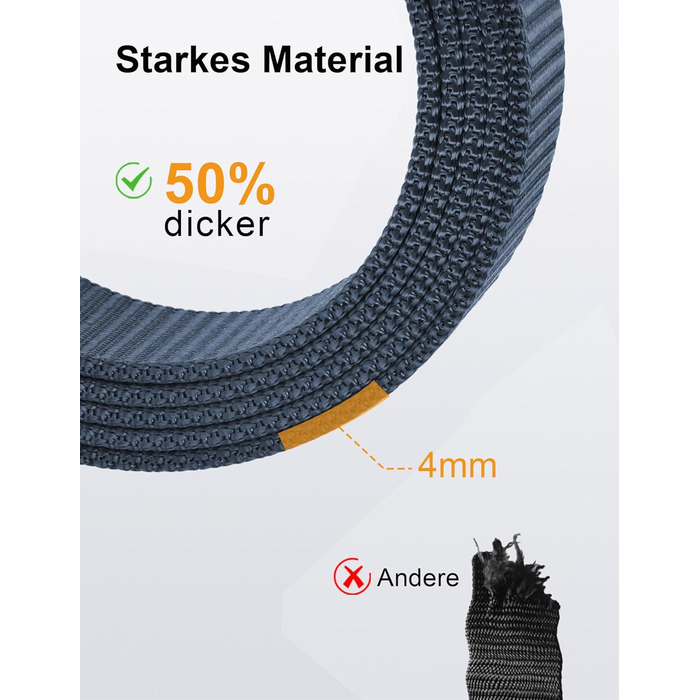 Чоловічий ремінь JUKMO Automatik з нейлону, ширина 3.8 см, з регулюванням, розмір M (91-105 см), довжина 125 см, колір: синій