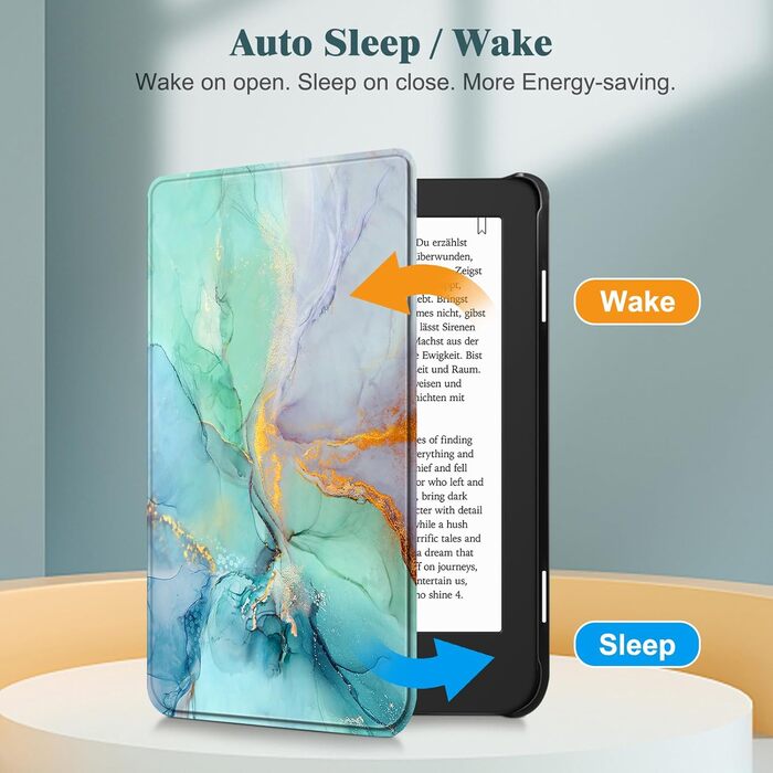 Чохол Fintie для електронних книг Tolino Shine Color/Shine(2024)/Shine 4(2022) & Kobo Clara Colour/Clara BW(2024)/Clara 2E(2022) з авто-вимкненням та магнітним закриттям, блакитний мармур