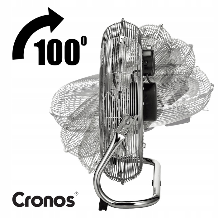 Підлоговий вентилятор Cronos, сріблястий, 120 Вт, 3 швидкості, з поворотним головним блоком