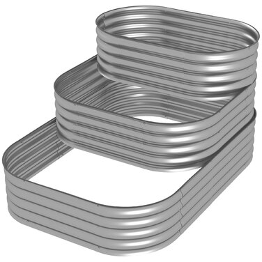 Outsunny Metal Raised Garden Bed, 3-Tier Planter Box, DIY Flower Box, Herb Garden with Safety Edges, Vegetable Bed for Garden, Balcony, Silver, 158 x 109 x 82 cm | Aosom