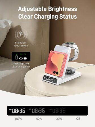 Бездротовий зарядний пристрій 3-в-1 для Samsung Galaxy S26/S25/Z Fold 7/Flip 7, Galaxy Watch 8/7/6/5 Pro та Buds 3/2 - білий