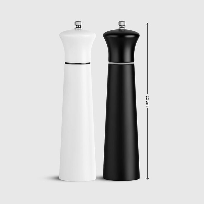 Black Sweden Home Design Salt and Pepper Grinder Black and White - 22cm - Ceramic Grinder - Large Spice Grinder - Pepper and Salt Grinder Set - Simple in Black & White - 2 Pieces