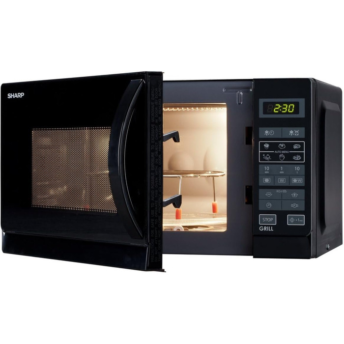 Мікрохвильова піч Sharp R742WW 2-в-1 з грилем, 25 л, 900 Вт, білий колір