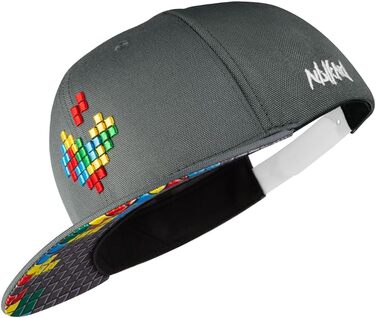 Кепка Nebelkind Snapback з піксельним дизайном, універсальний розмір, регульована, unisex, чоловіча/жіноча, стильна бейсболка в стилі streetwear, сірий колір