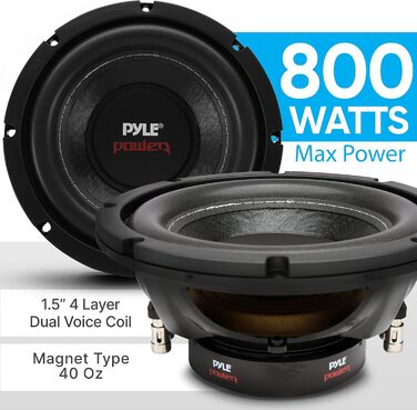 Сабвуфер Pyle PLPW8D, 800 Вт, 20 см, 4 Ом, двошарова котушка