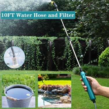 DOUBFIVSY Battery-Powered Electric Plant Sprayer, Pressure Sprayer Garden Sprayer Spray Lance with 3 Adjustable Nozzles, Visible Battery Level, Rechargeable Sprayer for Garden Weeding