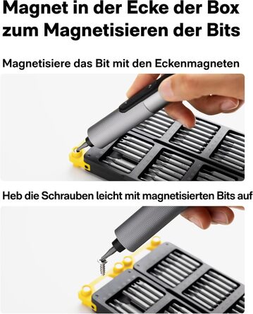 HOTO SNAPBLOQ™ S-A01 Міні Електричний Набір Викруток, Прецизійний Інструмент для Ремонту, 3 Регулювання Моменту, для Телефонів, Ноутбуків, Окулярів та Годинників