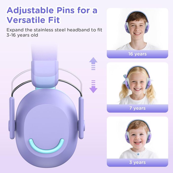 Навушники захисні дитячі Link Dream SNR 30dB, для чутливості до шуму, подорожей, навчання, 3-16 років, фіолетові