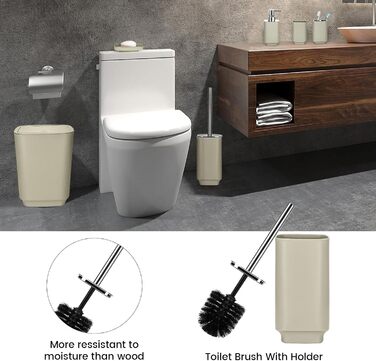 Сучасний набір для ванної кімнати на 6 предметів (білий) з дозатором для мила, тримачем для зубних щіток, мильничкою, щіткою для унітазу, сміттєвим відром та склянкою (кава)