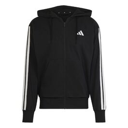 Чоловіча толстовка-худі Adidas Essential Three Stripes на блискавці, френч-террі, чорна/біла, розмір XL