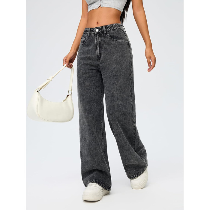 Джинси жіночі Damen Vintage Baggy чорні, широкі, прямі, стиль 90-х Y2K, streetwear, розмір S