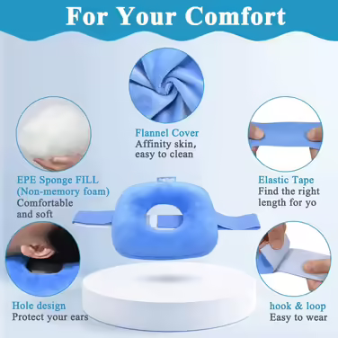 NEPPT Ear Piercing Pillow for Side Sleepers with Hole CNH Donut Protector Pillow Ear Pressure Wounds Pain Relief Medical Ear Protection Care Pillow Pillow