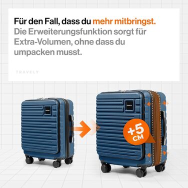 Чемодан туристичний великий 77см, 100л, з TSA замком, з відділенням для ноутбука (55x40x23см), глибокий синій колір, Travely