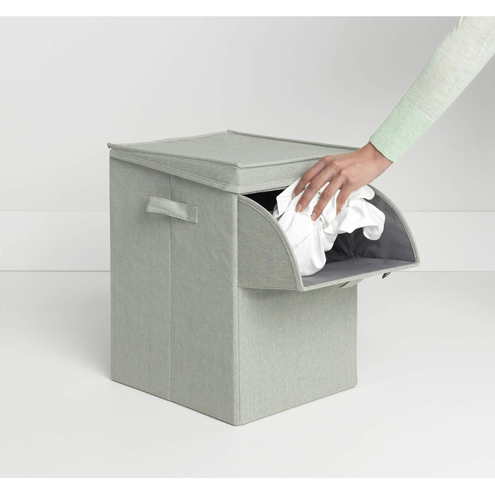 Brabantia - Stackable Laundry Box - Laundry Basket - Easy to fill and empty - Large volume - Quickly folds flat - Lightweight and sturdy handles - Green - 35 L - 37.0 x 44.5 x 32.0 cm