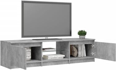 Тумба під телевізор vidaXL з LED підсвічуванням, бетонно-сіра, 140x40x35,5 см, ТВ стіл, комод, меблі для вітальні