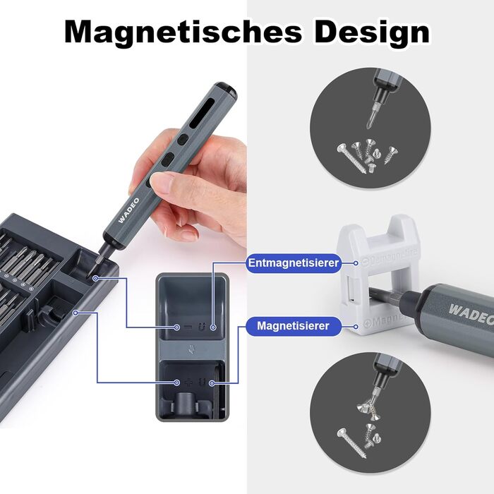WADEO Міні набір викруток, 82 в 1, прецизійний, магнітний, з регулюванням крутного моменту, LED-підсвічування, для ремонту iPhone, телефонів, ноутбуків, окулярів, годинників