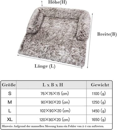 Ліжко для собак великих та маленьких порід, захист дивану, плюшеве, м'яке, дихаюче, ліжко для котів, тепле зимове, довговічне, зручне, миється, нековзне, подушка для собак (M 90x90x20 см, Темно-сірий)